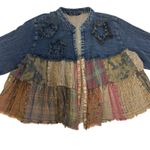 Young Threads Ruffle Patchwork Boho Denim Cardigan M Whimsiboho Western Hippie Blue Size M Photo 2