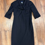 J.Crew  Womens Wool Blend Short Sleeve Cowl Neck Sheath Dress Black Size 0 Zip Up Photo 0