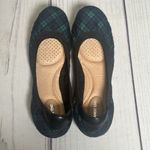 Lands End Womens 8 B Ballet Flat Shoe Round Toe Elastic Trim Slip On Plaid EUC Green Photo 1