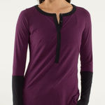 Lululemon Urbanite Henley Long Sleeve Plum Black Womens S Nulu Sporty Breathable Photo 0