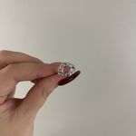 Vintage Baby Pink Silver Swirl Heart Design Dainty Ring Photo 1