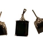 Onyx Black  and white topaz earrings and pendant 925 sterling Photo 0