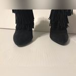 ZARA  fringed suede leather black heeled ankle booties size 36 / US 6 Photo 3