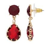 LC Lauren Conrad Gold & Red Crystal Drop Earrings Photo 0