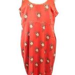 LAURIE FELT Boho Cottage Core Slip Dress Sz 14 Floral Lace Hem Romantic Satin Orange Photo 0