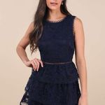 Lulus NWT  Look So Sweet Navy Blue Embroidered Lace Mini Dress Cocktail Size S Photo 1