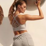 Free People NEW  FP Movement Strappy Back Good Karma Sports Bra in Ice Grey - M/L Photo 0