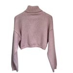 Mango Pink Cropped Turtleneck Sweater Size M Soft Knit Cozy Cotton Blend Photo 2
