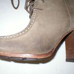 Frye New Womens Parker 5.5 Suede Leather Boots Short Fringe Gray Brown Lace Up Photo 7