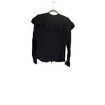 Illa Illa Women's Black Ruffle V-Neck Blouse M Photo 2