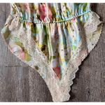 Delicates Vintage Romper Teddy Lingerie pastel floral lace trim size L high cut Photo 1