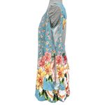 Farm Rio  Light Blue Floral Summer Mini Dress Split Long Sleeve Open Back Size P Photo 3