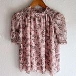 Aritzia Wilfred Wuthering Puff Sleeve Chiffon Blouse Pink/Bitter Sage 2XS NWT Photo 0
