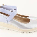 Vionic  Ellery Nubuck Supportive Metallic Leather Wedges in Blue Haze Size 7 Photo 0