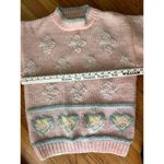 Vintage Women's Pastel Knit Novelty Pink Heart Pullover Sweater Sz M Fairy Kai Photo 3