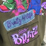 Vintage Y2K Bratz cotton oversized sweatshirt hunter green pink patchwork Sz XS Photo 5