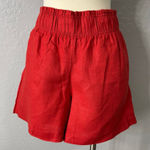 Quince  100% European Linen High Waisted Shorts, Red, M Photo 0