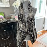 Dolce Cabo Faux Fur & Faux Leather Drape Vest Size S – Black/Gray Black Photo 2