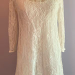 Forever 21  cream ivory lace flowy sheath A line 3/4 sleeve mini dress Size Small Photo 0