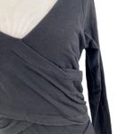 Sundance  Black Wrap Ruched V-Neck Blouse Size Medium Photo 1