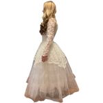 Vintage 60s Lace High Neck Wedding Gown w/ Tulle Skirt ILGWU USA small White Photo 7