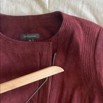 Ann Taylor Suede Genuine Leather Jacket Burgundy Sz XS Biker Moto Photo 7