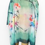 Missy Plus Floral Chiffon Caftan Poncho/ Coverup OS Green Size undefined Photo 9