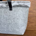 Barnes & Noble‎ Book Holiday Travel Overnight Grey Tote Bag Faux Fur Trim Chic Gray Photo 1