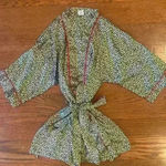 Animal Leopard Print Bath Robe Pink Trim size XL Black Photo 2