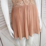 Privy  Lace Top Pleated Chiffon Shorts Romper‎ Playsuit Tan Nude Medium Photo 5