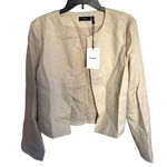 Theory  Womens Cropped Jacket Size 12 Light Linen Luxe Beige NWT Photo 0