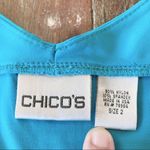 Chico's  Bight Aqua Blue Spandex Cap Sleeve Tee Size 2 (12) Photo 4