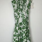 ZARA Strapless Green Leaf Print Dress with belt sz M Photo 3