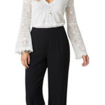 4SI3NNA Women’s Blouse Small White Lace Bridal Romantic Cottage Cottagecore Photo 0