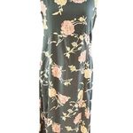 TT Mar Shift Dress Floral Scoop Neck Wide Straps Sleeveless Vintage 90s Green Size M Photo 0