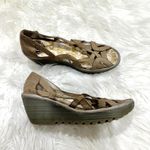 Fly London  Yadi Peep Toe Leather Wedge Sandal Sz 8.5 Photo 3