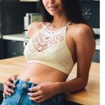 Crochet High Neck Boho Bralette M/L‎ Tan Size M Photo 0