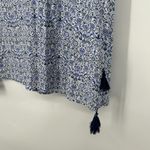 Solitaire  Swim Cover Up Tunic Boho Blue Embroidered Beaded Tassels Size M Photo 4