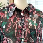 Modcloth Swan Lake Soiree Button-Up Shirt in Black Hawaii Floral Photo 4