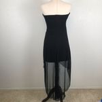 Teaze Me Y2K retro black strapless pull on high/low party prom mini dress 6* Photo 4