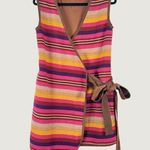 Ann Mashburn Women Vest Sweater Pink Wool Striped Cashmere Sleeveless Wrap Small Photo 0