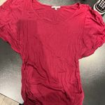 Charlotte Russe Womens Small Red Maroon Short Sleeves Round Neck Blouse T Shirt Photo 1