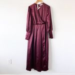 Veiled Long Sleeve Maxi Dress in Burgundy Red Size L Photo 1