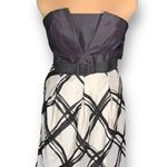 White House | Black Market Dress Black White Printed Strapless Fold Silk Mini 10 Photo 0
