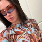 🆕Orange Blue Ombre Tinted Lens Flat Top Rimless Wrap Around Sunglasses Orange Photo 3