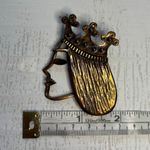 Vintage Copper Queen of Hearts Brooch Brown Photo 5