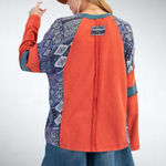 easel Size S  Mixed Print Paisley Jersey Top in Boho Red Photo 2