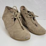 Toms Women's Shoes Size 8 Brown Suede Lace-Up Almond Toe Buck Wedges Heels Photo 0