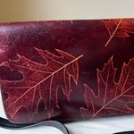 Vintage Maple Leaf Embossed Leather Crossbody Bag Black Brown Two Photo 3