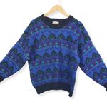 Vintage Gallagher Large Blue/Purple Geometric Cozy, Fuzzy, Knit Sweater GUC Blue Photo 0